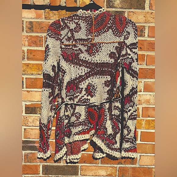 Moth for Anthropologie Sweater With Crochet Edging and Pom Pom Tie Belt. 
Size M - Picture 9 of 12